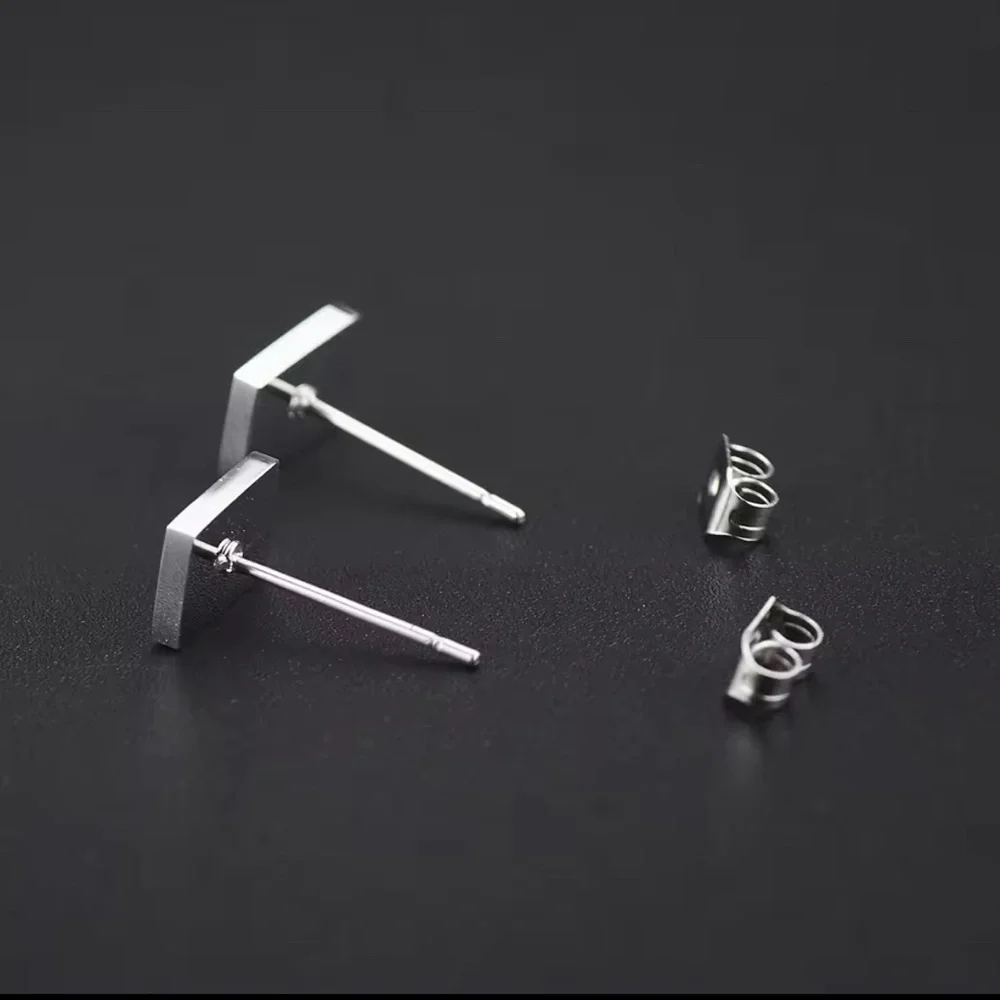 Sterling Silver Plated Stainless Steel Ace Of Spades Stud Earrings Unisex